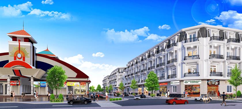 Phối cảnh những căn nhà phố thương mại mặt tiền Chợ Cái Vồn