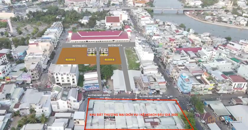 Dự án nhà phố chợ Cái Vồn nhìn từ trên cao