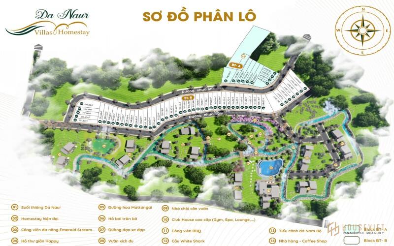 Mặt bằng dự án đất nền Da Naur Villas Bảo Lộc