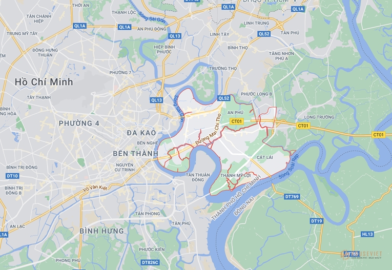 Bản đồ vị trí quận 2 thành phố Hồ Chí Minh