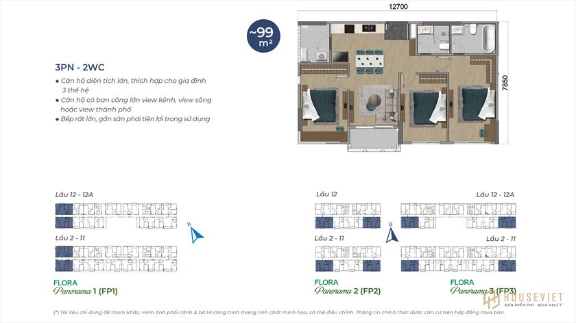 Các loại hình căn hộ Flora Panorama