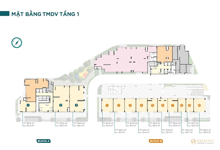 Dự án D'Lusso - Mặt bằng tầng TMDV