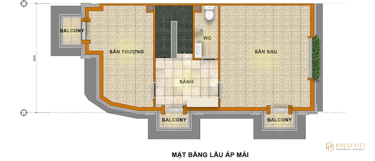 Mặt bằng tầng áp mái shophouse J-Dragon Cần Đước