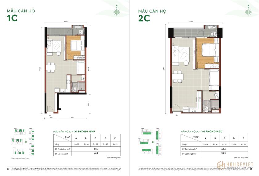 Mặt bằng mẫu căn hộ 1PN MT Eastmark City