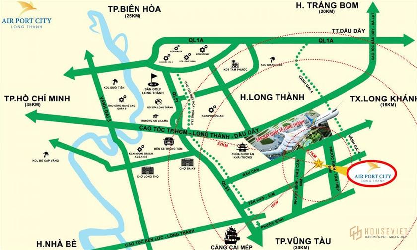 Vị trí dự án Long Thành Airport City