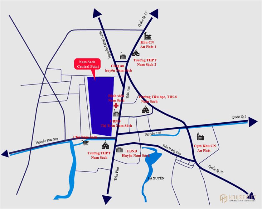 Vị trí dự án Nam Sách Central Point