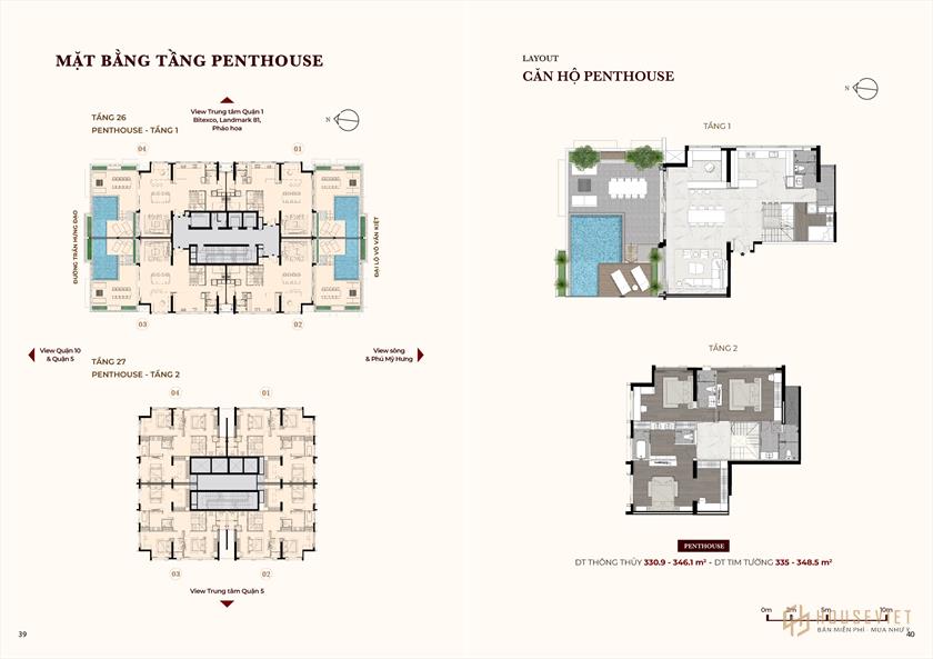 Mặt bằng tầng Penthouse căn hộ Kiều By Kita