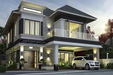 Mẫu nhà vuông 2 tầng mái thái ấn tượng nhất