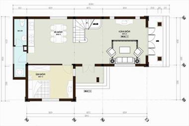 Mẫu nhà 2 tầng hình chữ L kinh phí xây dựng 600 triệu.