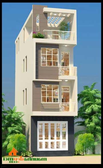 Mẫu nhà ống 3 tầng diện tích 4,5x14m có sân thượng.