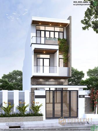 Hình ảnh 3D mặt tiền mẫu nhà ống 3 tầng hiện đại NDNP3T67