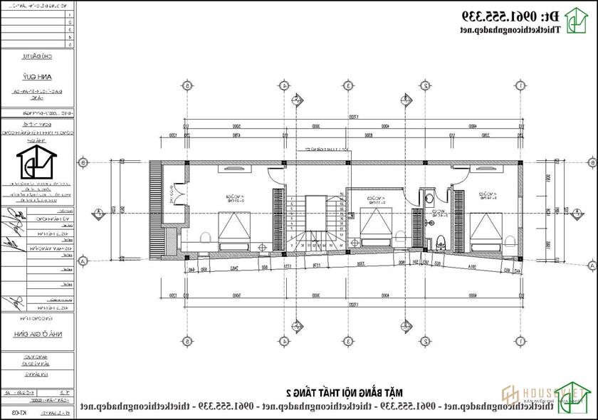 Mặt bằng nội thất tầng 1 nhà ống 3 tầng 5x17m NDNP3T67