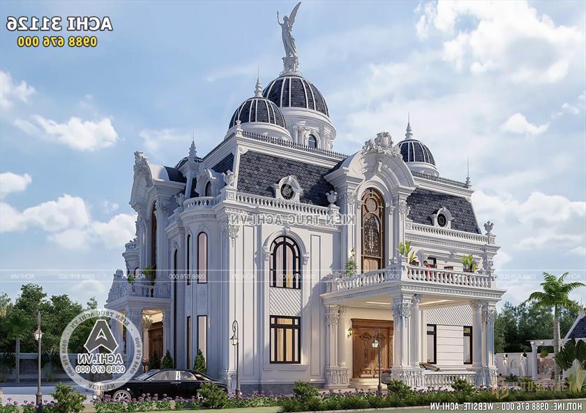 Cận cảnh sảnh phụ của mẫu lâu đài tân cổ điển 3 tầng