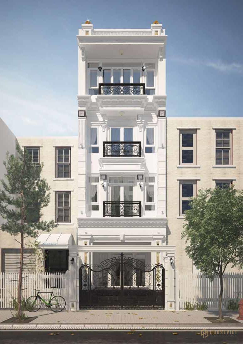 Mẫu nhà phố tân cổ điển 4 tầng đẹp, tinh tế