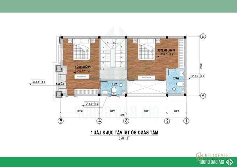 Bản vẽ mặt bằng tầng 1 của nhà phố tân cổ điển