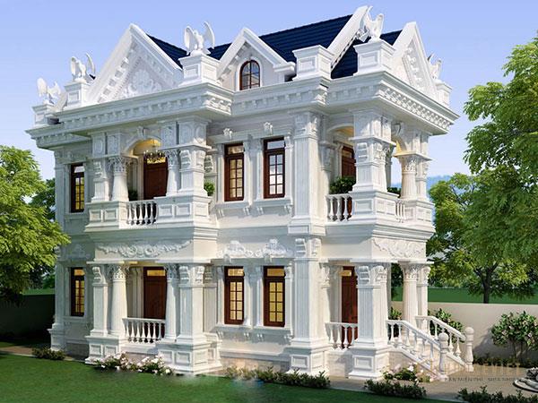 Màu xanh lam hài hòa với màu sơn ngoại thất