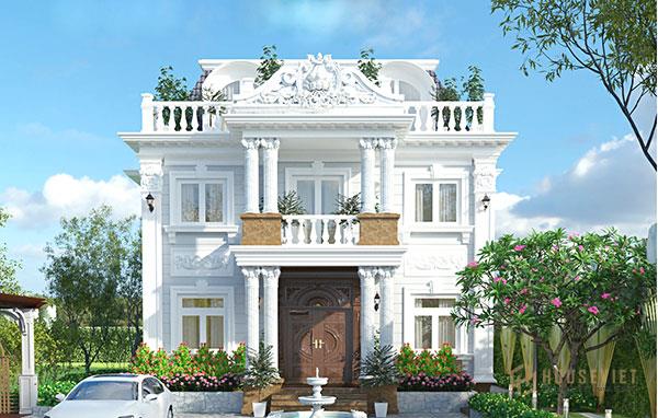 Biệt thự 2 tầng phong cách cổ điển có thể kết hợp thêm nhiều cây xanh