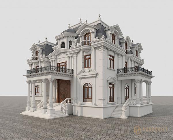 Mẫu biệt thự cổ điển 3 tầng đẹp mái thái là linh hồn của tổng thể kiến ​​trúc