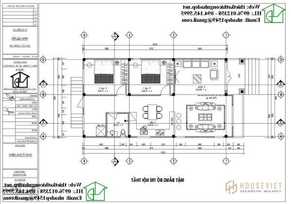 Mặt bằng bố trí nội thất nhà cấp 4 NDNC4105.