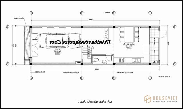 Bản vẽ nhà ống 6 tầng mặt tiền 4,5m.  mặt tiền 