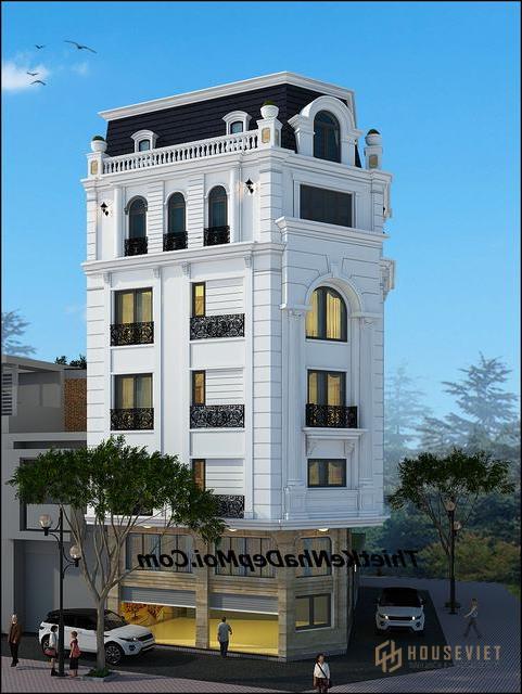 Mẫu thiết kế nhà trọ 6 tầng 2 mặt tiền.