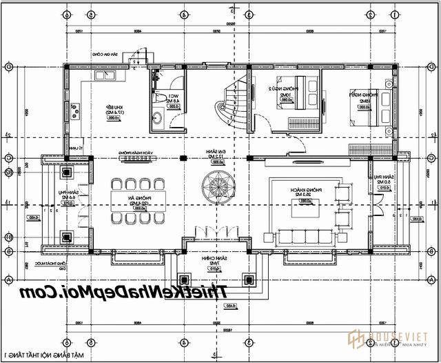 Mặt bằng thiết kế nhà ngang 16m