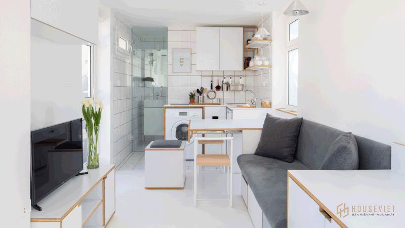 Bàn ghế, đồ đạc trong phòng được thiết kế đa năng, linh hoạt