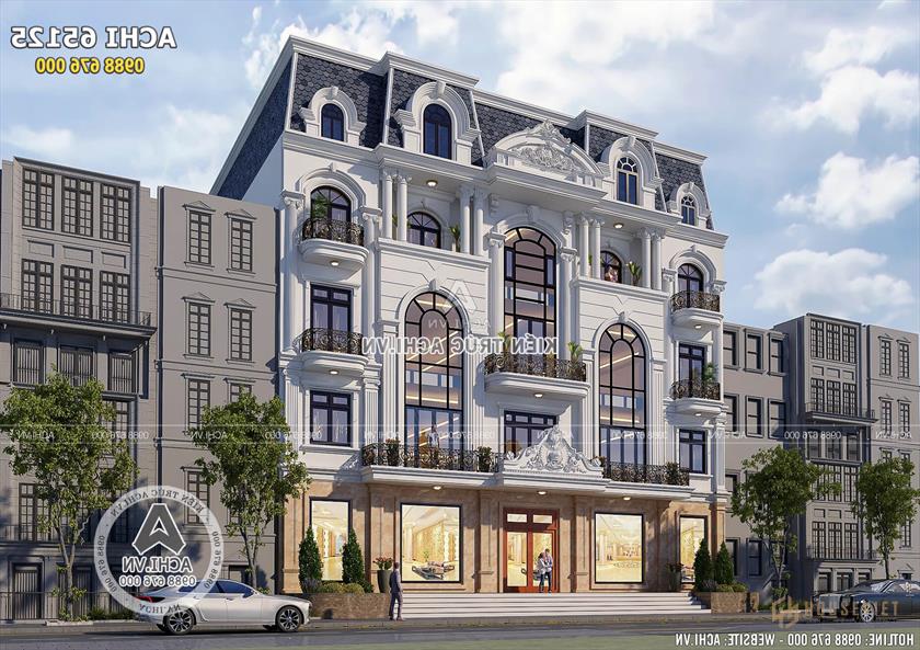 Không gian mặt tiền 20m của mẫu thiết kế nhà phố tân cổ điển 5 tầng Không gian mặt tiền 20m của mẫu thiết kế nhà phố tân cổ điển 5 tầng