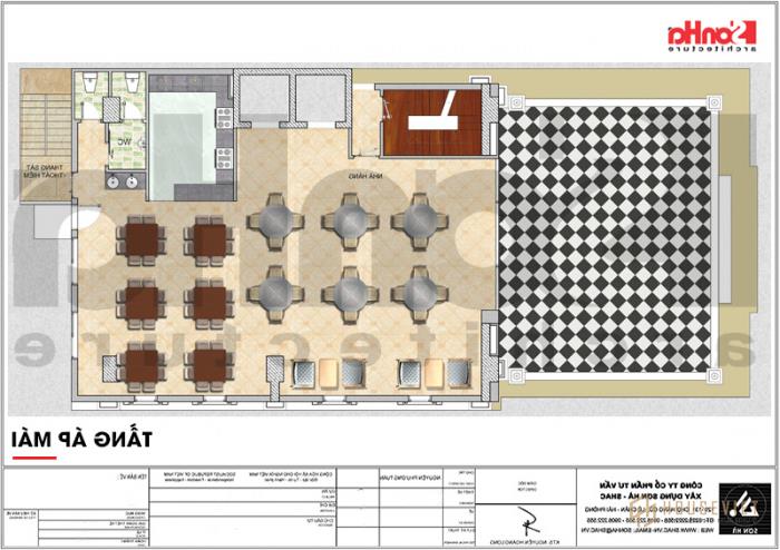 Mẫu thiết kế khách sạn tiêu chuẩn 3 sao phong cách tân cổ điển trang nhã tại Quảng Ninh - SH KS 0053 9 Bản vẽ bố trí mặt bằng công năng tầng áp mái khách sạn tân cổ điển 7 tầng tại Quảng Ninh