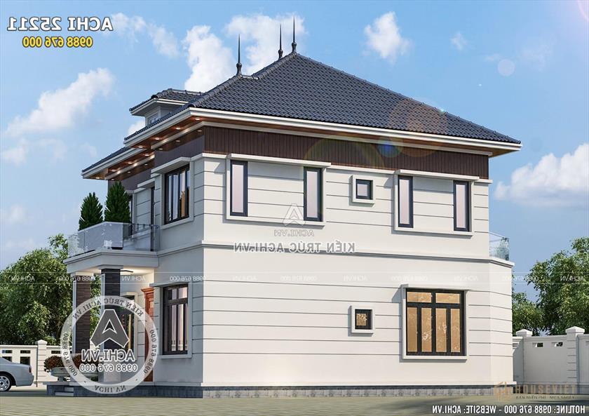 Mặt sau của mẫu nhà 2 tầng mái thái đẹp