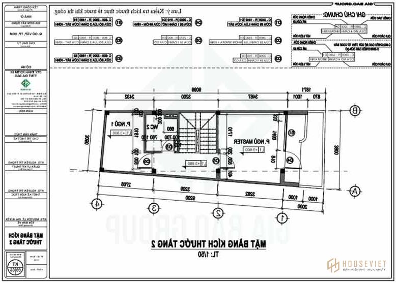 Mặt bằng tầng 2 của thiết kế xây dựng nhà phố hiện đại 