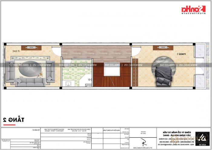 Công năng tầng 2 mẫu nhà phố cổ điển Pháp 4 tầng diện tích 86m2 thiết kế đẹp tại Hà Nội 