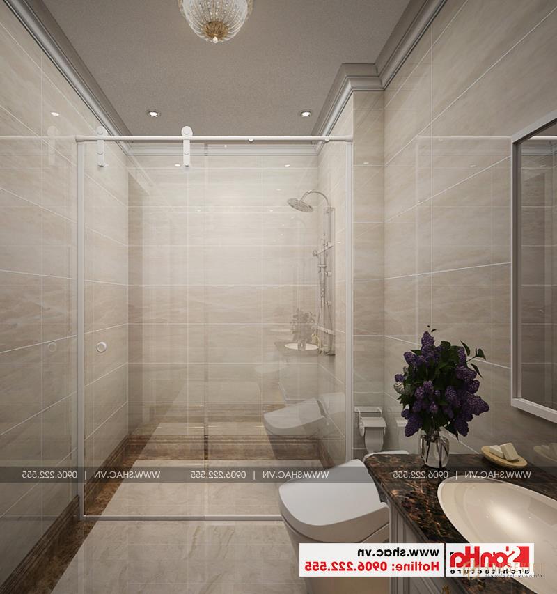 Thiết kế phòng tắm cổ điển cho ngôi nhà 4 tầng diện tích 86m2 