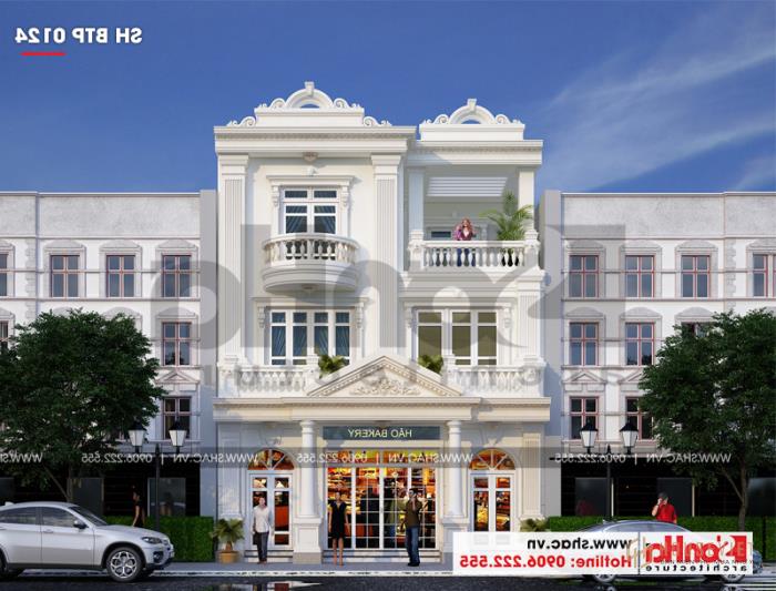 Biệt thự Pháp 3 tầng kết hợp kinh doanh diện tích 162m2 tại Quảng Ninh - SH BTP 0124 26 Mẫu biệt thự Pháp đẹp 162m2 kết hợp kinh doanh 3 tầng tại Quảng Ninh