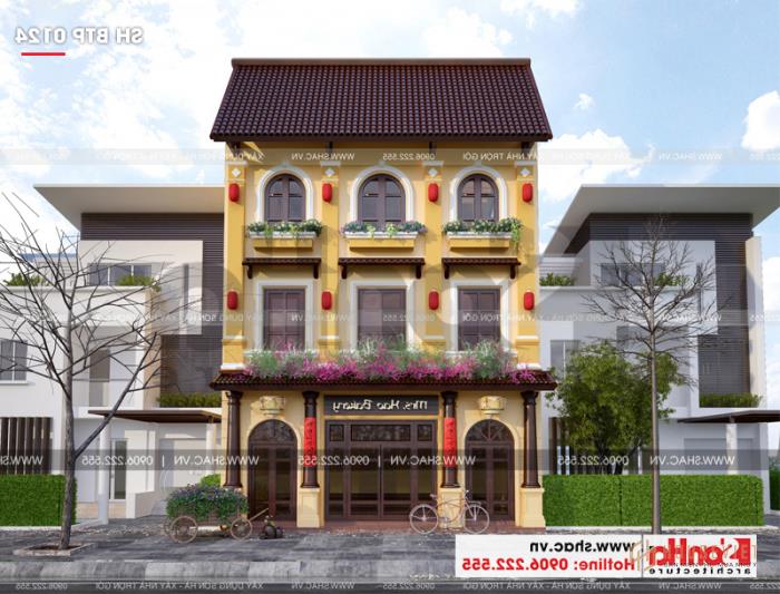 Biệt thự kiểu Pháp 3 tầng kết hợp kinh doanh diện tích 162m2 tại Quảng Ninh - SH BTP 0124 29 Biệt thự Pháp đẹp tại Quảng Ninh đơn giản nhưng sắc nét phù hợp ở kết hợp kinh doanh