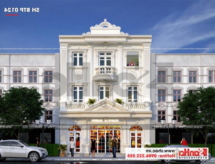 Biệt thự Pháp 3 tầng kết hợp kinh doanh diện tích 162m2 tại Quảng Ninh - SH BTP 0124 31 Kiến trúc biệt thự pháp 3 tầng đẹp ở Quảng Ninh diện tích 162m2