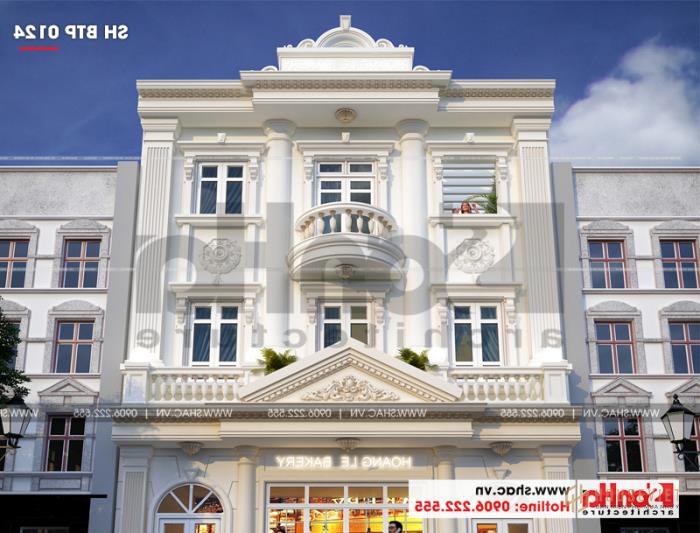 Biệt thự Pháp 3 tầng kết hợp kinh doanh diện tích 162m2 tại Quảng Ninh - SH BTP 0124 32 Mẫu biệt thự 3 tầng kết hợp kinh doanh mặt tiền 9m kiểu pháp tại Quảng Ninh