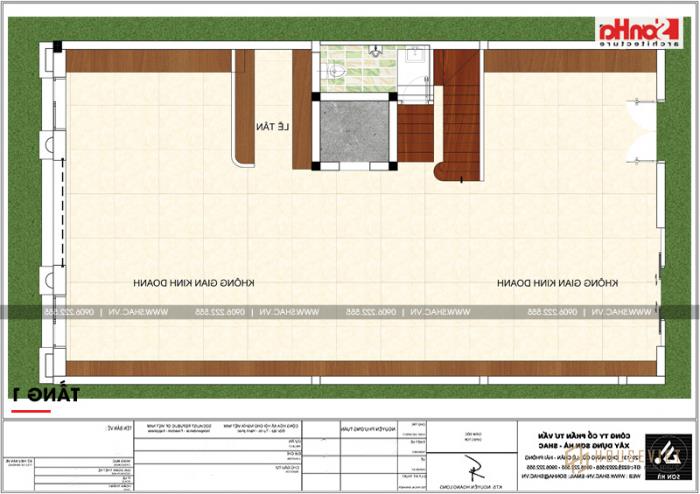 Biệt thự Pháp 3 tầng kết hợp kinh doanh diện tích 162m2 tại Quảng Ninh - SH BTP 0124 33 Mặt bằng công năng tầng 1 biệt thự Pháp kết hợp kinh doanh tại Quảng Ninh