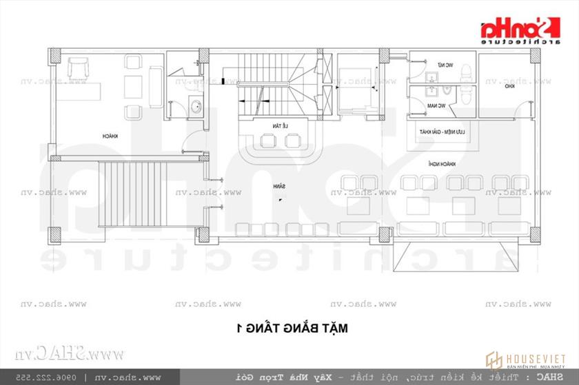 Mặt bằng thiết kế mặt bằng tầng 1 khách sạn