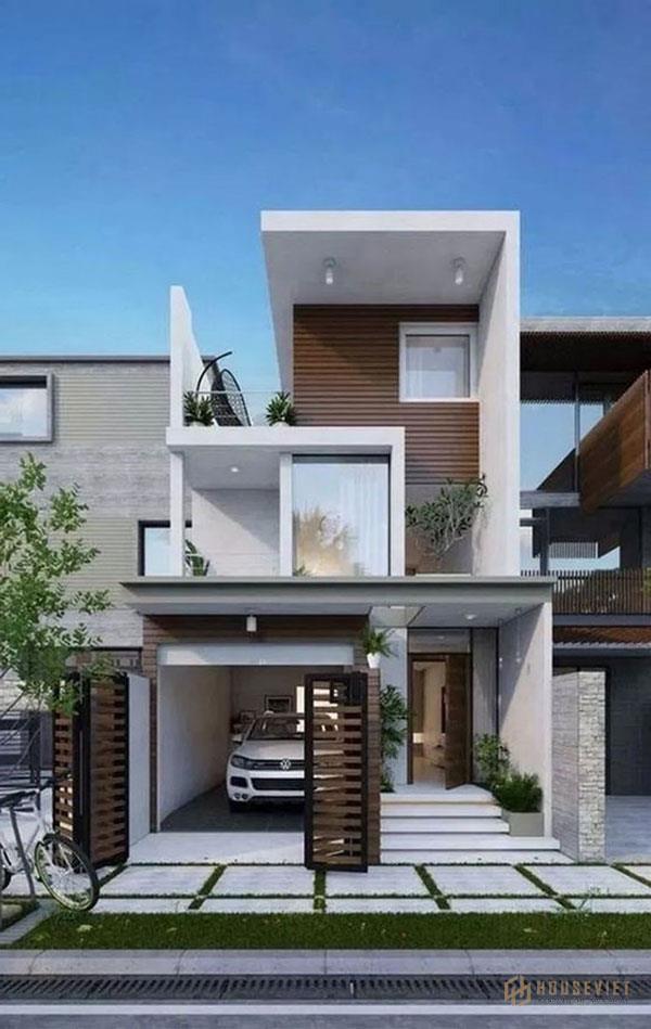 Nhà thiết kế 2 tầng có chỗ để xe thuận tiện.