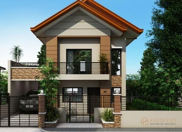 Nhà có gara ô tô bên phải rất tiện lợi.