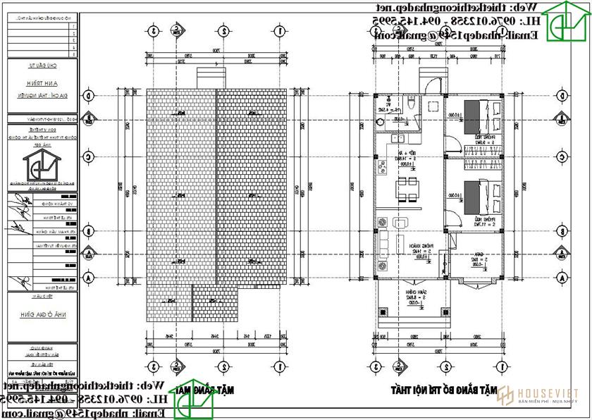 Mặt bằng bố trí nội thất nhà cấp 4 NDNC467