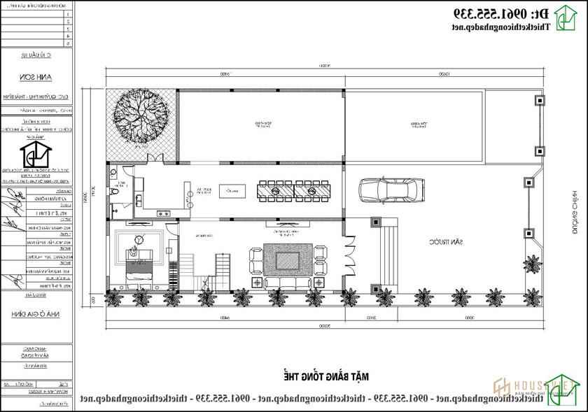 Mặt bằng tổng thể của mẫu nhà 2 tầng đẹp NDMN2T13