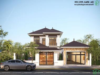 Thiết kế nhà 2 tầng 9x20m mái thái ở Thanh Hóa NDMN2T13