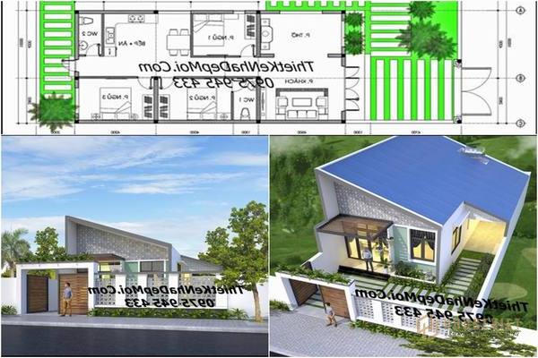 Bản vẽ nhà cấp 4 mái tôn đơn giản chống nóng