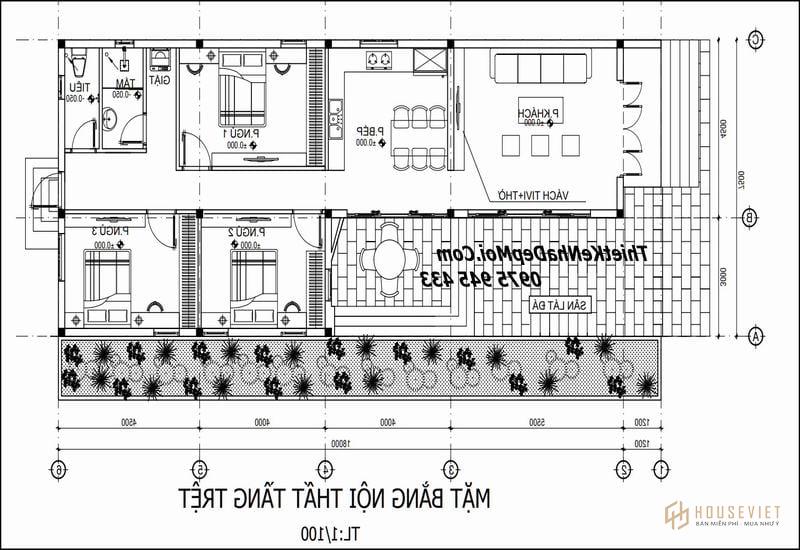 Nhà có 3 phòng ngủ đơn giản 