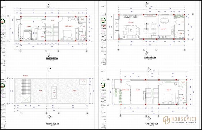Mẫu nhà 2 tầng 1 tum 5x16