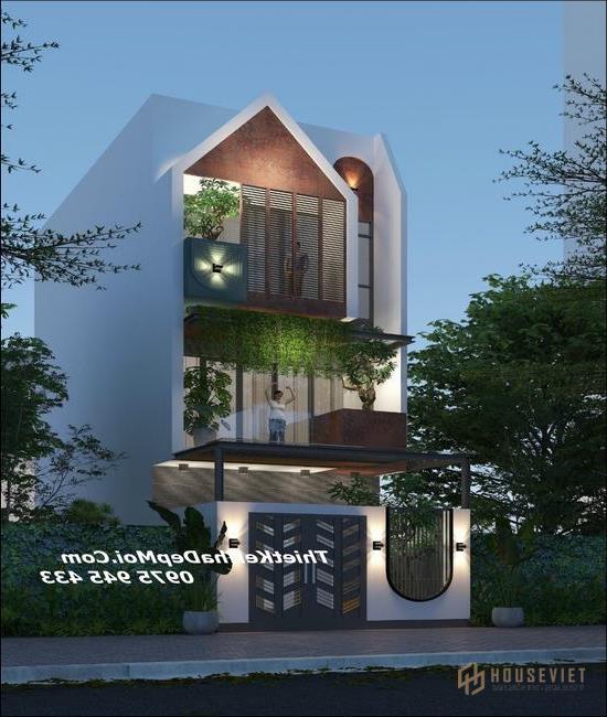 thiết kế nhà 1 trệt 2 lầu 5x20