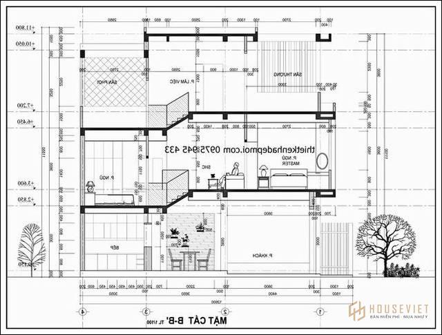 Thiết kế nhà 2 tầng 1 tum 