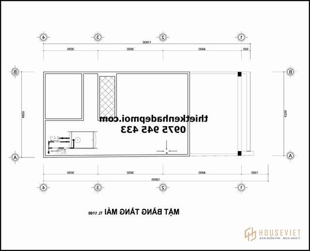 Thiết kế nhà ống 2 tầng 1 tum 800 triệu